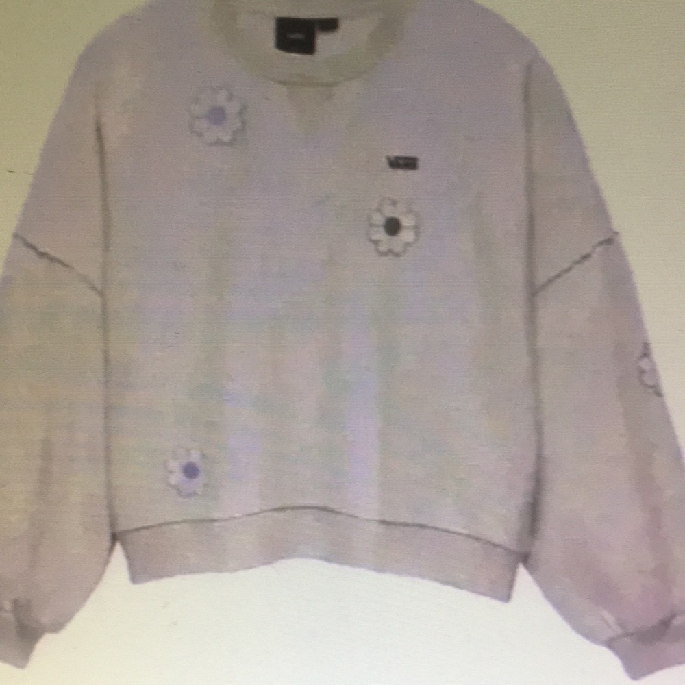 Vans Women's Gray Sweater with Floral Accents